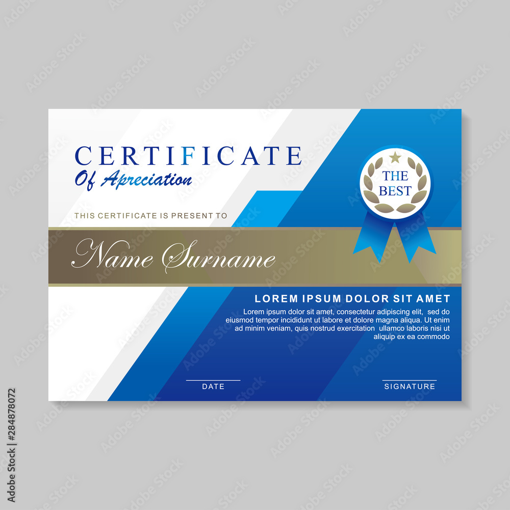 Certificate  template design with modern design. Diploma certificate design with blue and white color