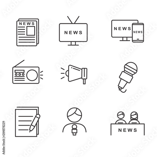 Set of news related vector illustration with simple line design suitable for icon 