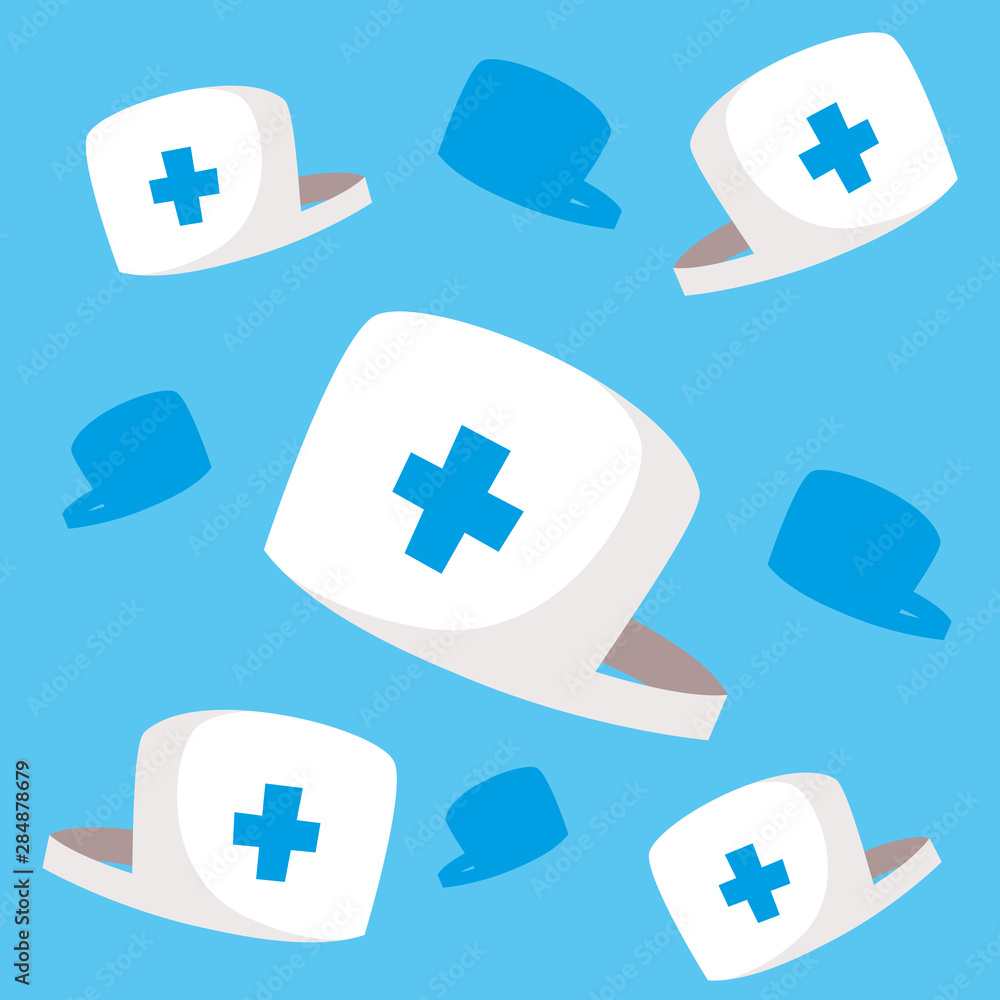 Fototapeta premium pattern of hats nurse backdrop