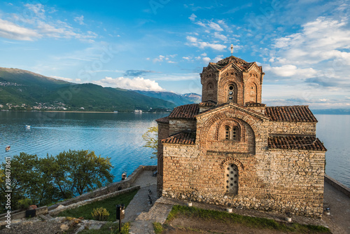 picturesquely situated on a cliff above Lake Ohrid, monastery of Saint John of Kaneo in Ohrid in Northern Macedonia