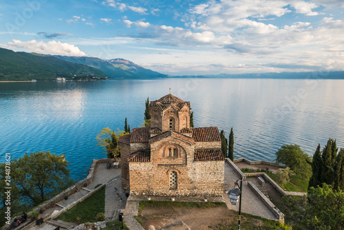 picturesquely situated on a cliff above Lake Ohrid, monastery of Saint John of Kaneo in Ohrid in Northern Macedonia