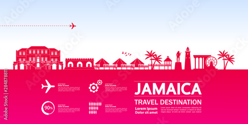Jamaica travel destination grand vector illustration.