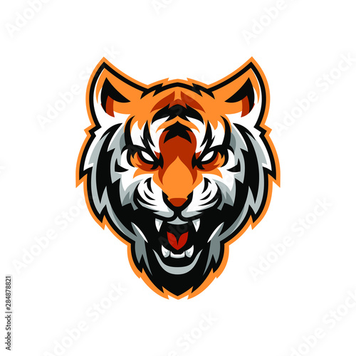 Angry Tiger Mascot, Isolated vector logo illustration