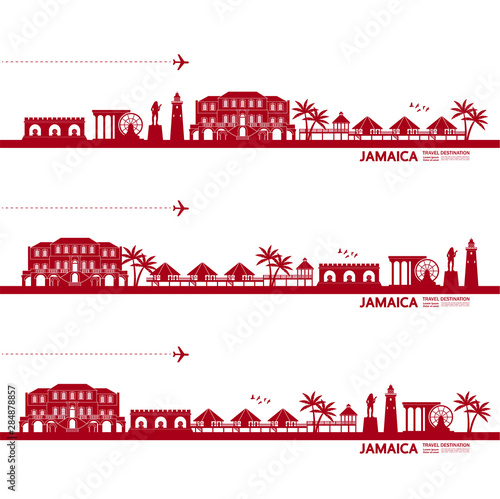 Jamaica travel destination grand vector illustration.