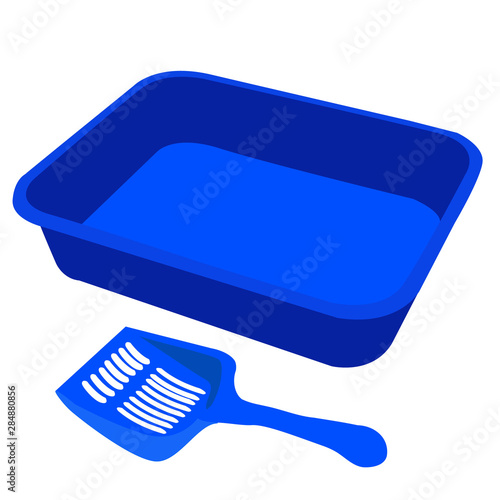 comfortable, blue cat tray