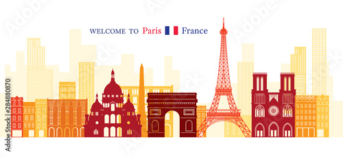 Paris, France Landmarks Skyline, Shape and Silhouette