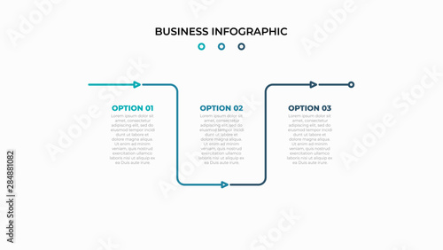 Vector thin line infographic template. Timeline process with 3 options and marketing icons. Vector illustration