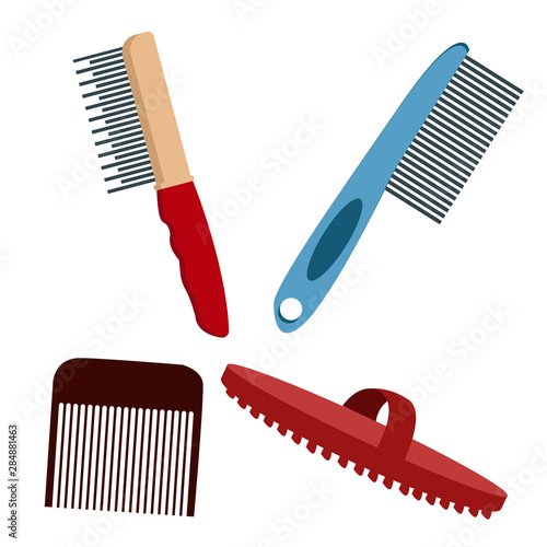 set of different brushes for animals