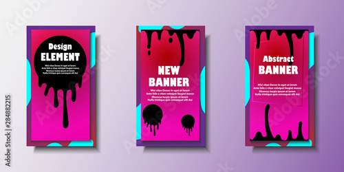 Set of liquid color abstract geometric shapes. Fluid gradient elements for minimal banner, logo, social post, presentation, flyer, brochure. Abstract background