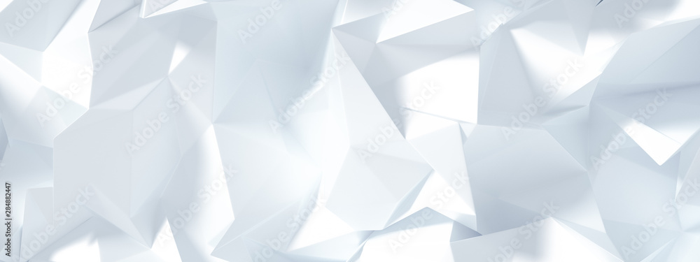 White background with crystals, triangles. 3d illustration, 3d rendering. White background with crystals, triangles. 3d illustration, 3d rendering.