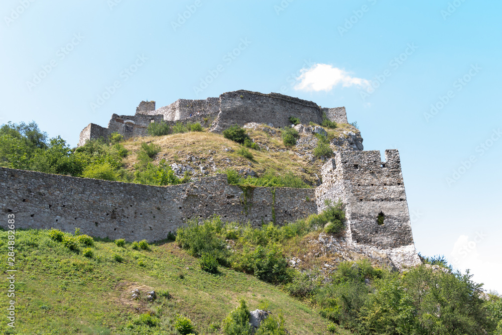 Ruins of Devin castle in Slovakia in the west of Bratislava, Europe. July 14, summer 2019