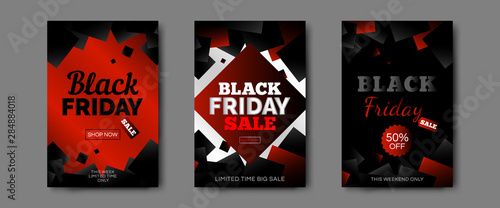 black friday sale geometric poster brochure design set 
