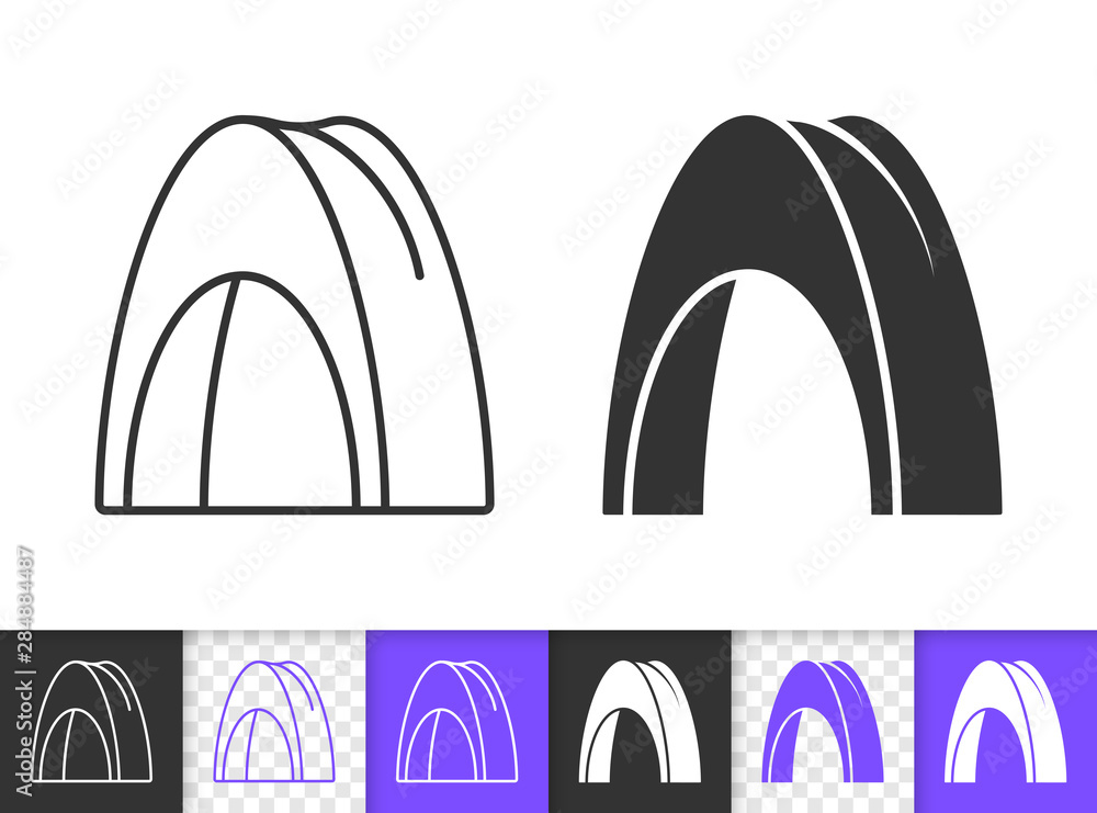 Camp tent summer awning black line vector icon Camp tent summer awning black line vector icon