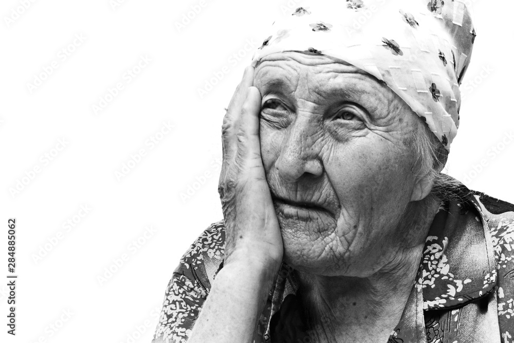 Old grandmother with sad eyes