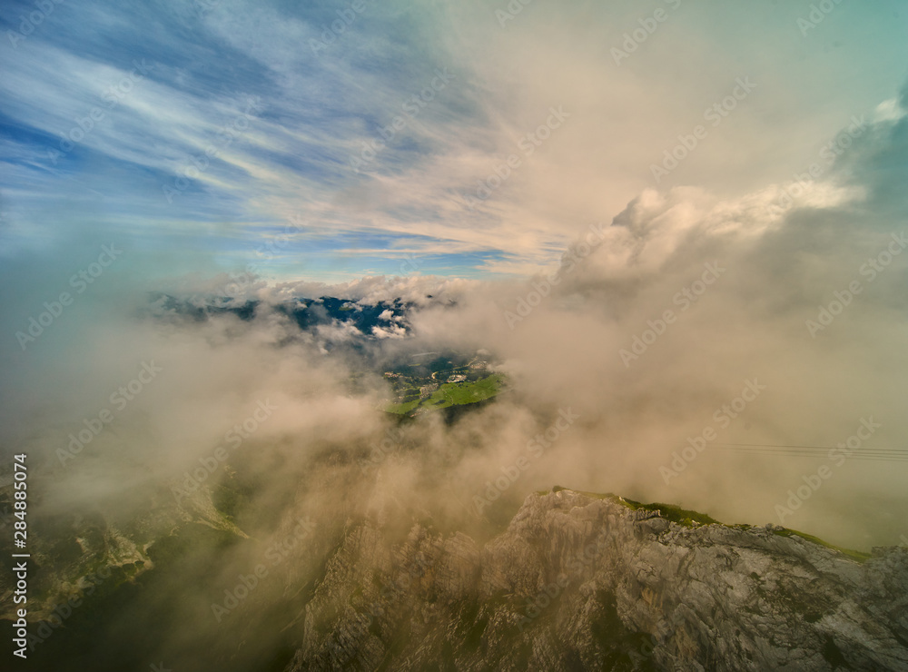 Dramatic clouds over the peaks of the Wetterstein massif in the Bavarian Alps