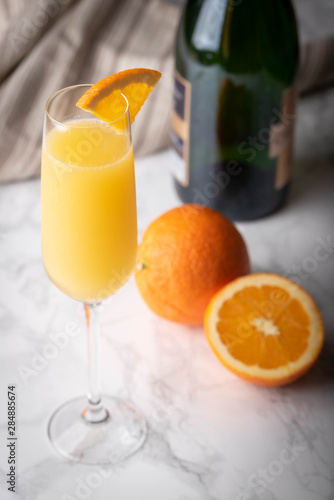 classic mimosa on marble background