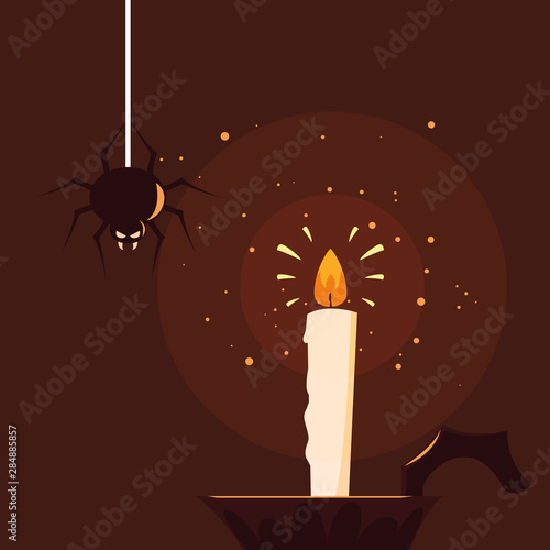 halloween candle light with spider