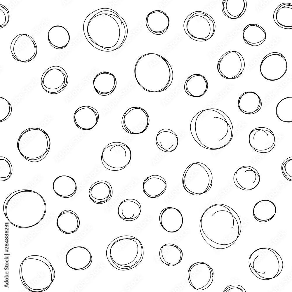 Circle doodles seamless pattern. Hand drawn round shapes texture background. Circle doodles seamless pattern. Hand drawn round shapes texture background.