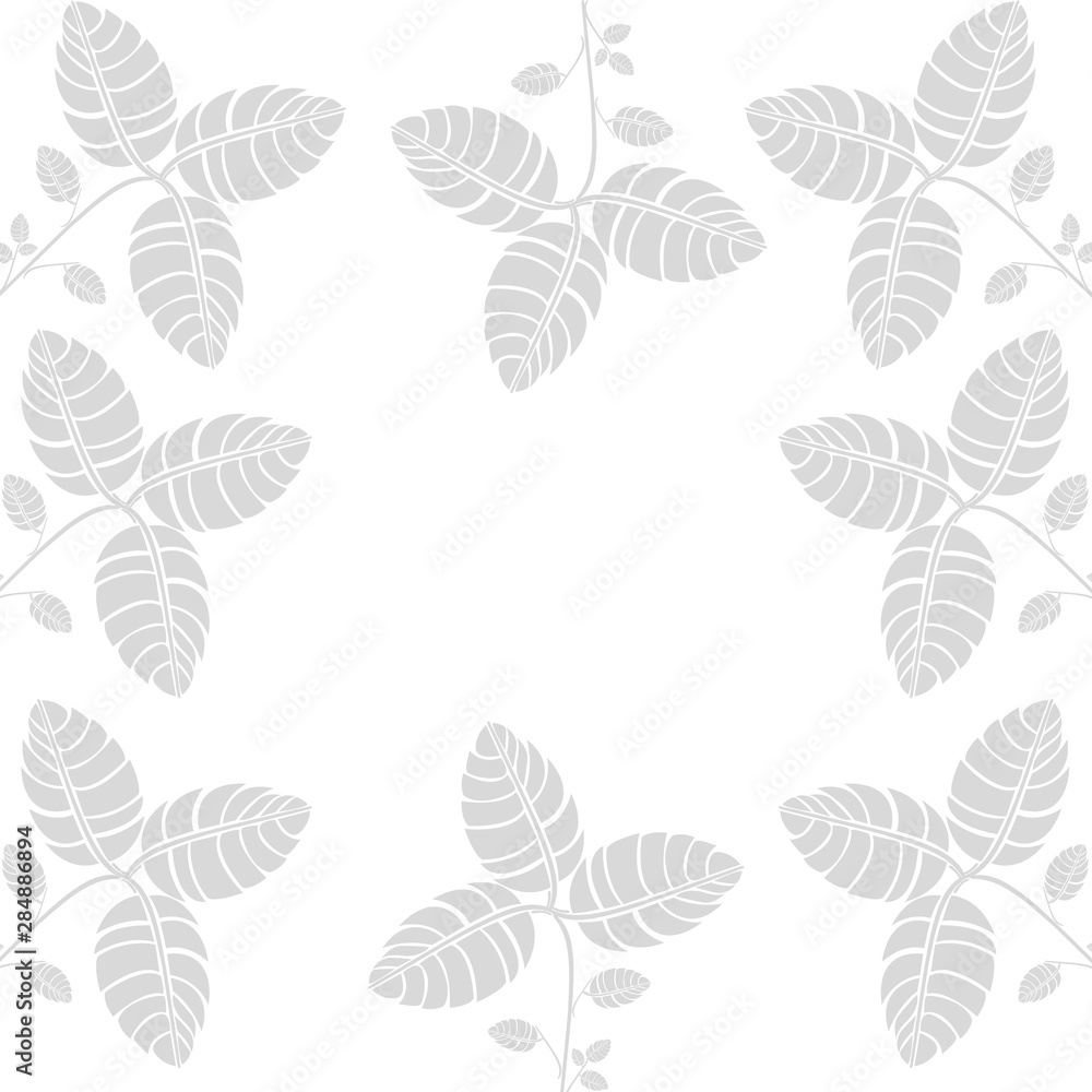 tree leaves frame design with white background