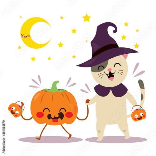 Happy friends pumpkin and c...
