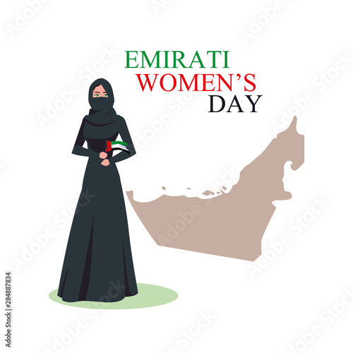 emirati women day poster with woman and map