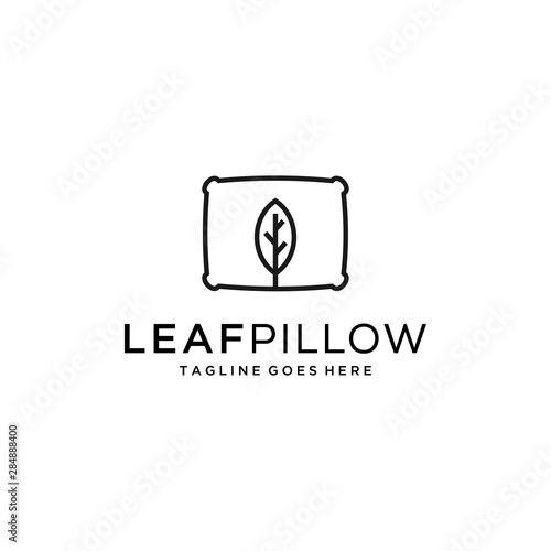 Illustration of abstract pillow with tree leaf inside logo design
