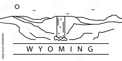 Wyoming city line icon. Element of USA states illustration icons. Signs, symbols can be used for web, logo, mobile app, UI, UX