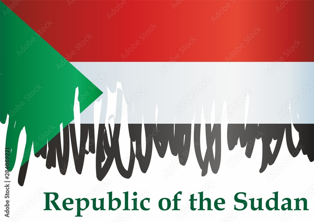 Fototapeta premium Flag of Sudan, Republic of the Sudan, is a country in Northeast Africa. Template for award design, an official document with the flag of Sudan. Bright, colorful vector illustration.