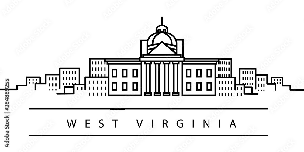 West Virginia city line icon. Element of USA states illustration icons. Signs, symbols can be used for web, logo, mobile app, UI, UX