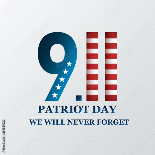 Patriot Day. We will never forget, September 11. Design for postcard, flyer, poster, banner. Vector illustration.