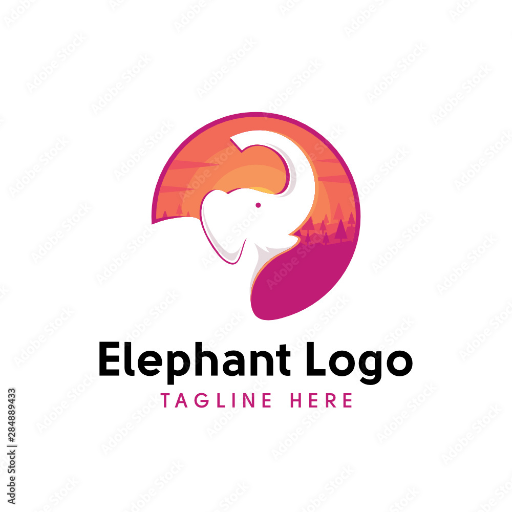 Elephant Logo Circle Landscape Logo Elephant Logo Circle Landscape Logo