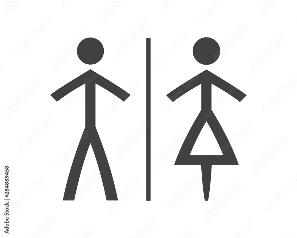 Simple grey and white wc symbols, man and woman icons isolated on a white background , restroom illustrations Simple grey and white wc symbols, man and woman icons isolated on a white background , restroom illustrations