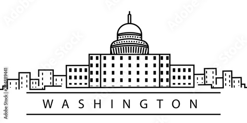 Washington city line icon. Element of USA states illustration icons. Signs, symbols can be used for web, logo, mobile app, UI, UX