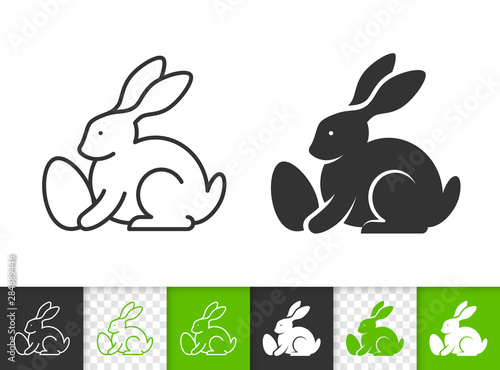 Easter bunny egg simple black line vector icon