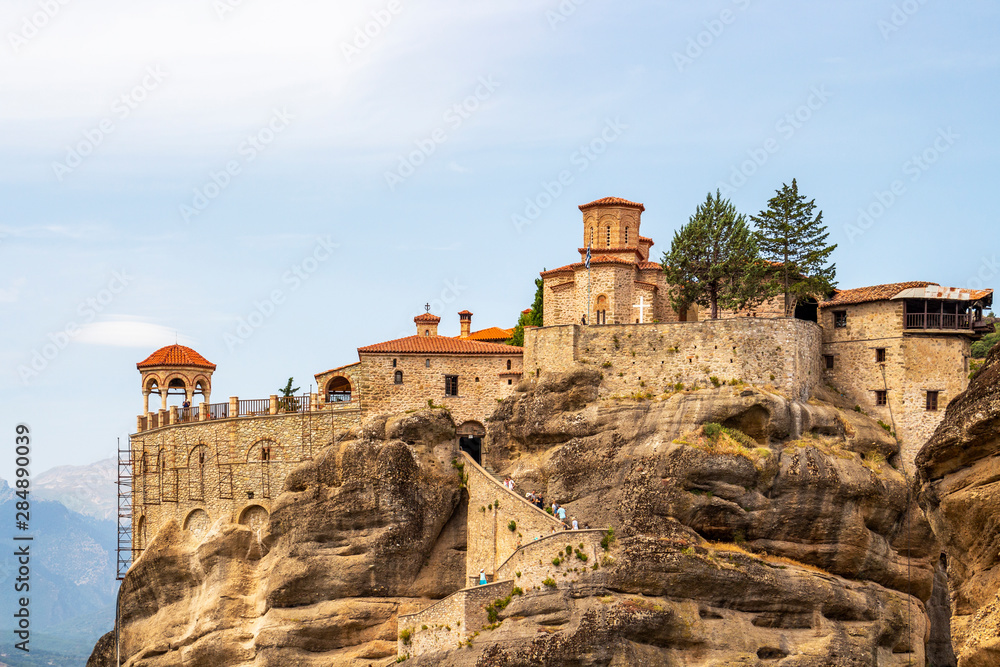 Scenic view of the Holy Monastery of Varlaam, part of the Eastern Orthodox monastery complex of Meteora, Central Greece