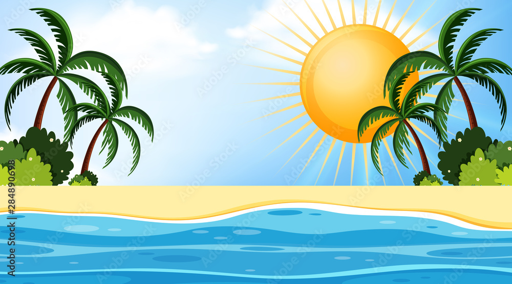 Fototapeta premium Landscape background design of seaside at day time