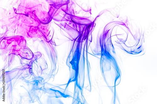 Colored smoke on white background