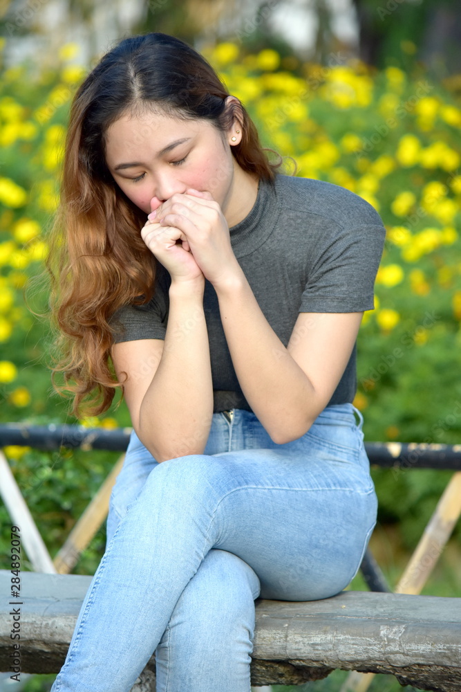 Youthful Asian Adult Female And Sadness Youthful Asian Adult Female And Sadness