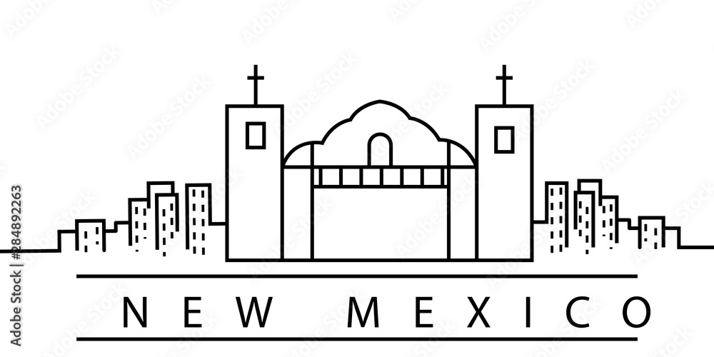 Obraz premium New Mexico city line icon. Element of USA states illustration icons. Signs, symbols can be used for web, logo, mobile app, UI, UX