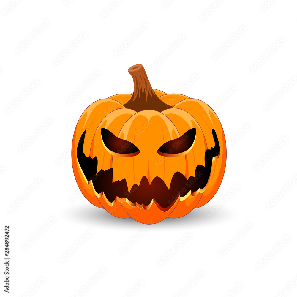 Pumpkin on white background. The main symbol of the Happy Halloween holiday. Orange pumpkin with smile for your design for the holiday Halloween. Vector illustration. Pumpkin on white background. The main symbol of the Happy Halloween holiday. Orange pumpkin with smile for your design for the holiday Halloween. Vector illustration.