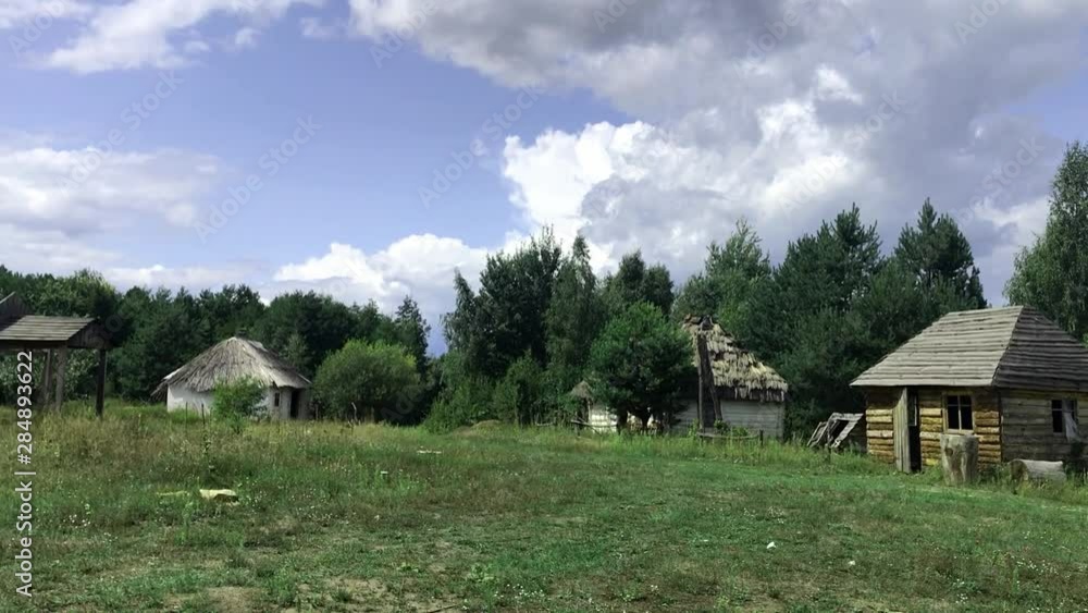 panoramic view of the old Ukrainian village which is in ruin. panoramic view of the old Ukrainian village which is in ruin.