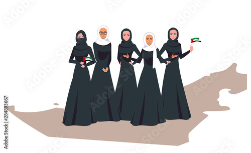 emirati women day poster with females group