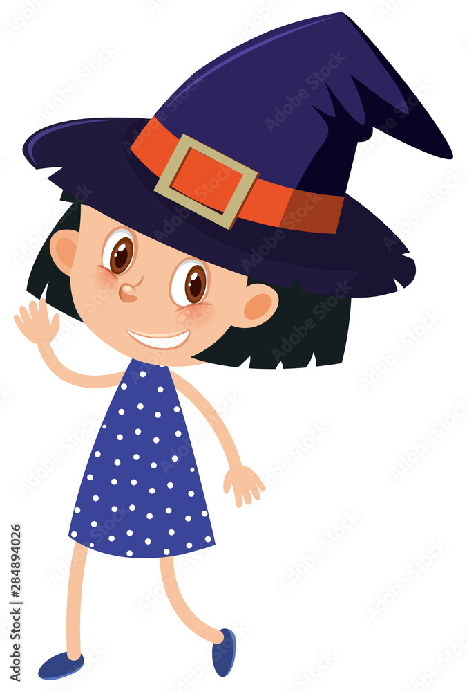 Single character of girl on white background