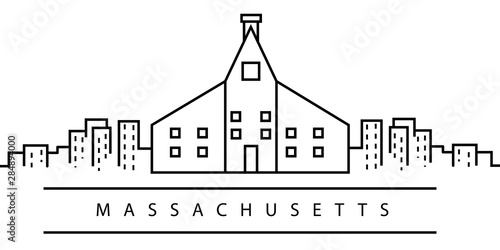 Massachusetts city line icon. Element of USA states illustration icons. Signs, symbols can be used for web, logo, mobile app, UI, UX