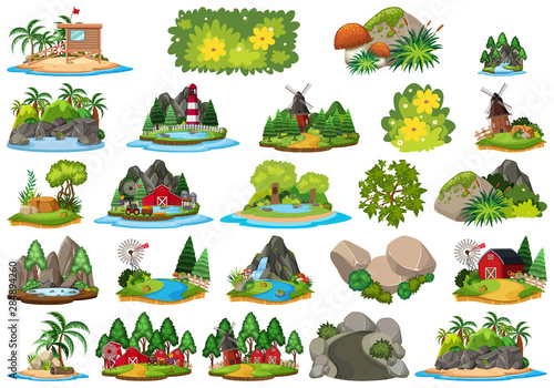 Set of isolated objects theme - landforms
