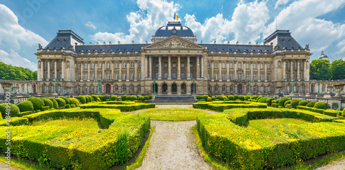 Tela Royal Palace in City of Brussels in Belgium at sunny summer day