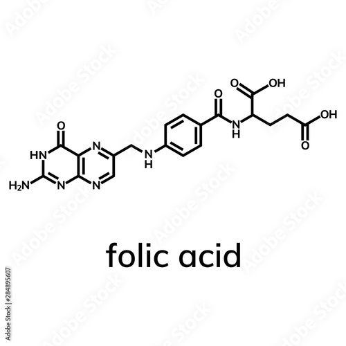 Folic acid or vitamin b9 chemical formula