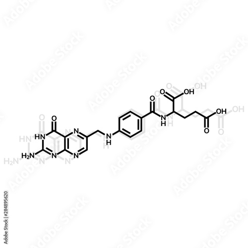 Folic acid or vitamin b9 chemical formula
