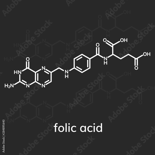 Folic acid or vitamin b9 chemical formula