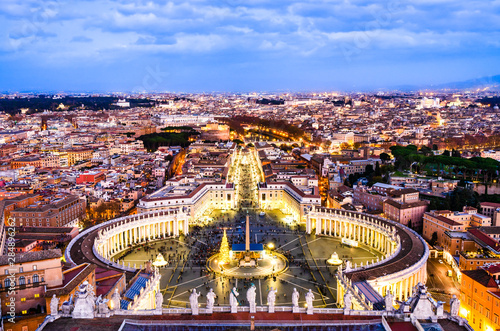 Night landscape of St .Peter's Square in Varican, Rome, Italy